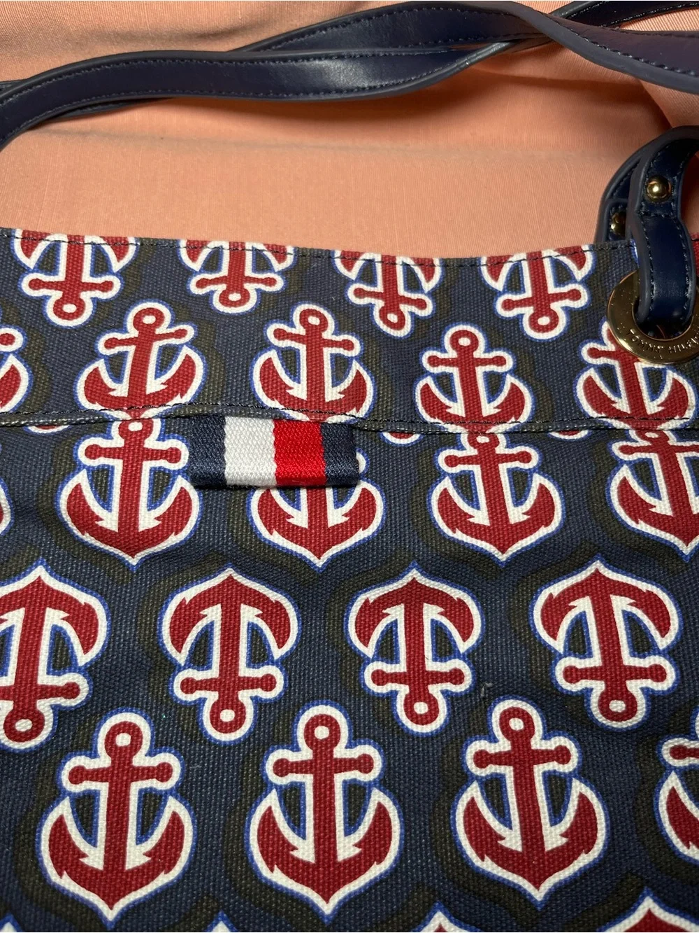 Tommy Hilfilger large Navy Anchor Print Tote Bag NWT